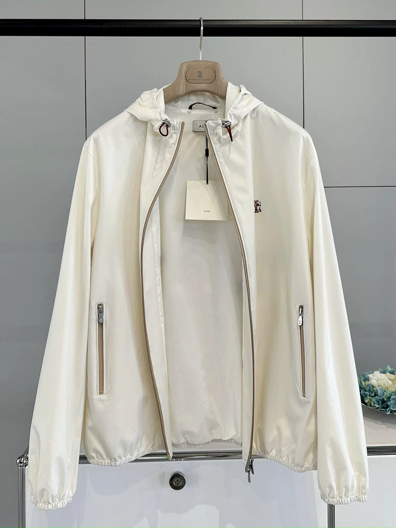 ALIN BC Top Line Microfiber Lightweight Tech Fabric Casual Men's Hooded Spring Autumn Jacket Outerwear Standard Fit Long Sleeve