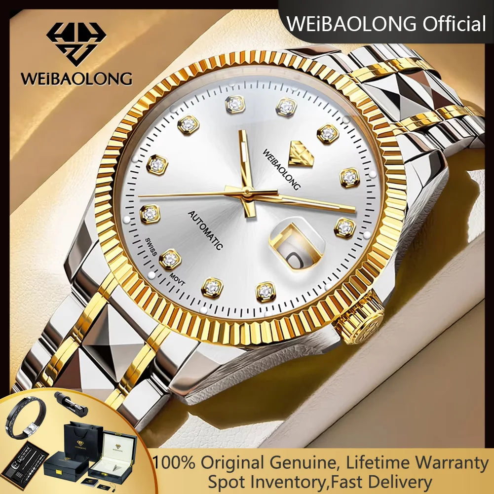 WEiBAOLONG 3802 Man Watch Swiss Movement Mechanical Watch Real Diamond Automatic Men's Watch High-end Luxury Brand Watch for Men