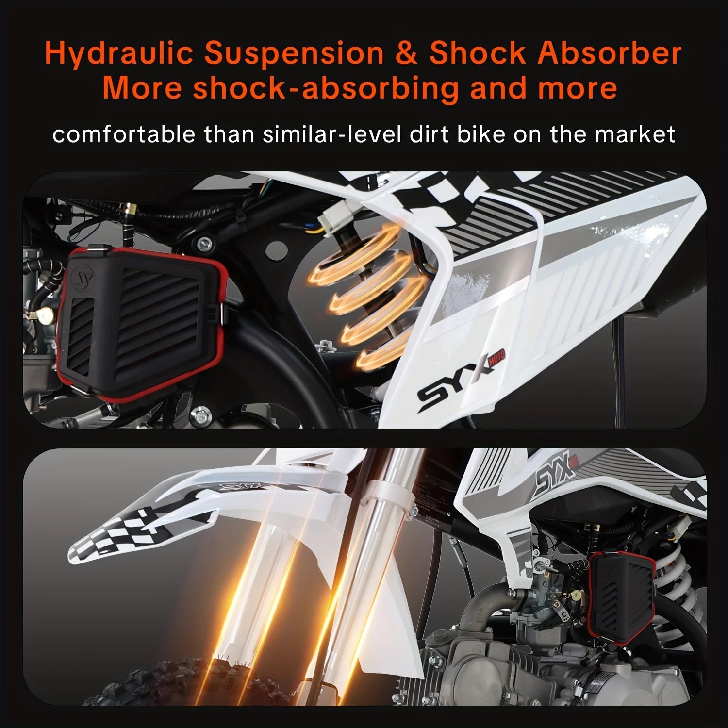 SYX MOTO 125cc Dirt Bike Teens 12+ Yrs 4-stroke Gas-powered Dirt Bike Off-road Motorcycle Kick Start 4-speed Manual Transmiss