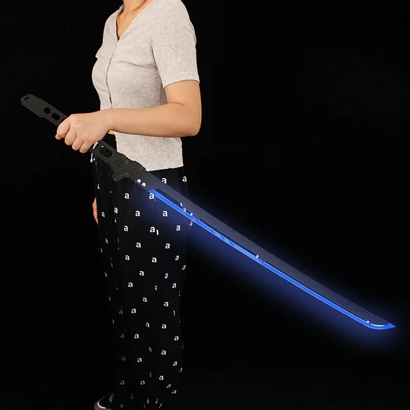 80/108cm Cyberpunk Katana Acrylic Luminous Sword Knife Anime Cosplay Prop Real Size Japanese Katana Samurai Sword Sabre Kid Toy