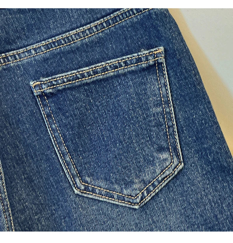2025 Autumn New Denim Blue Wide Leg Women's Jeans Super Popular Pants with Silk Scarf Belt Fashion Straight Trousers