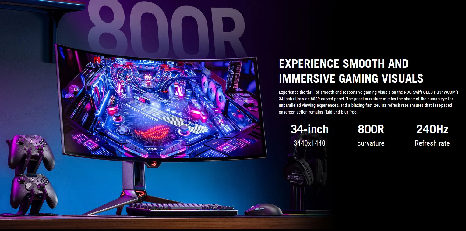 ROG Swift OLED PG34WCDM 800R SURFACE SCREEN OLED 34inch 240Hz 4k 3440x1440 800R Curved Screen 0.03ms Monitors DISPLAY TYPE-C 90W