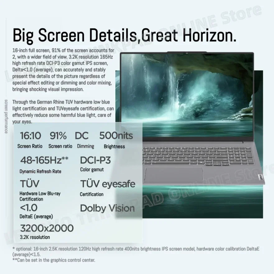 Lenovo ThinkBook 16+ Laptop U5 225H/U7 255H/U9 285H 32G+1TB 16'' 3.2K 165Hz