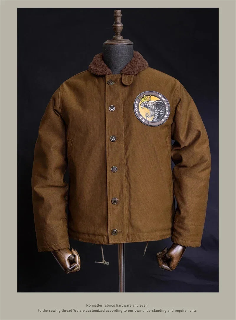 N-1 Red Tornado Naval Deck Jacket Jungle Cloth Shell Alpaca Lined Coat Men Vintage Workwear 2026ss design