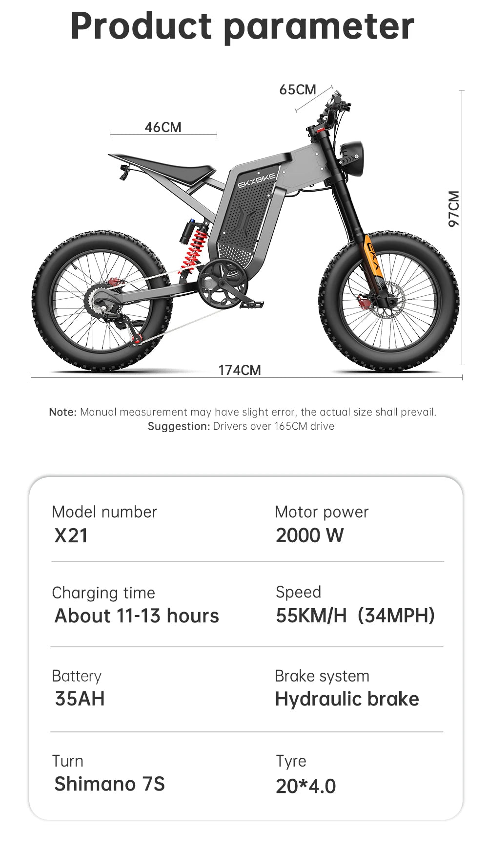 SLDBK X21 Electric Bike 2000W 48V35AH Electric Dirt Bike Battery Snow Electric Motorcycles Off Road E-bike Tyre Mountain Ebike