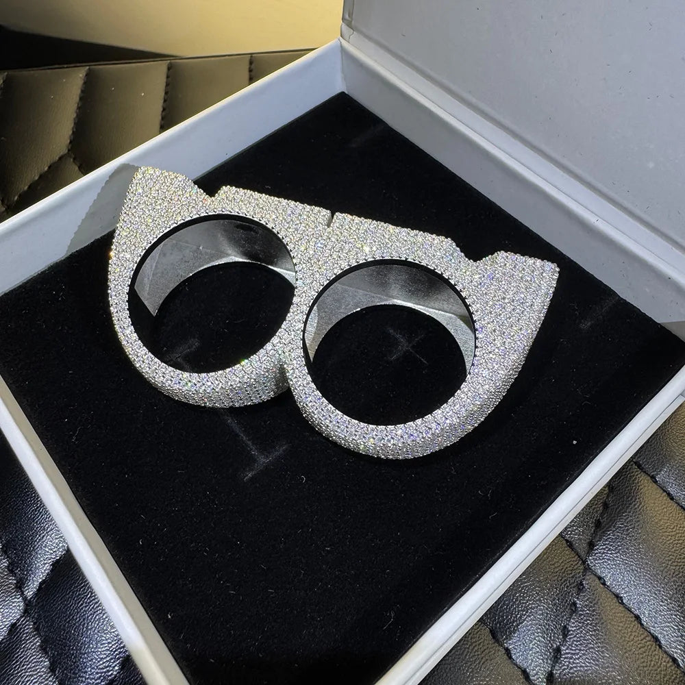 Custom Luxury Multi Finger Ring Hip Hop Rapper 925 Sterling Silver Vvs Iced Out Moissanite Men Diamond Letter Name Ring