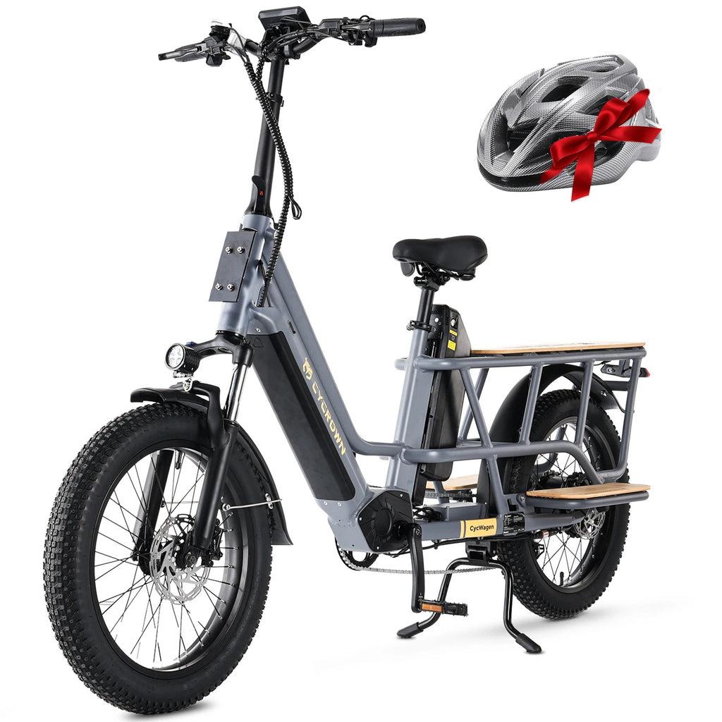 Electric Cargo Bike For Adults CYCROWN 20x3" 1000W Motor Top Speed 28Mph City E-Bike 48V 25AH Max Range 120Miles Load 400Ibs