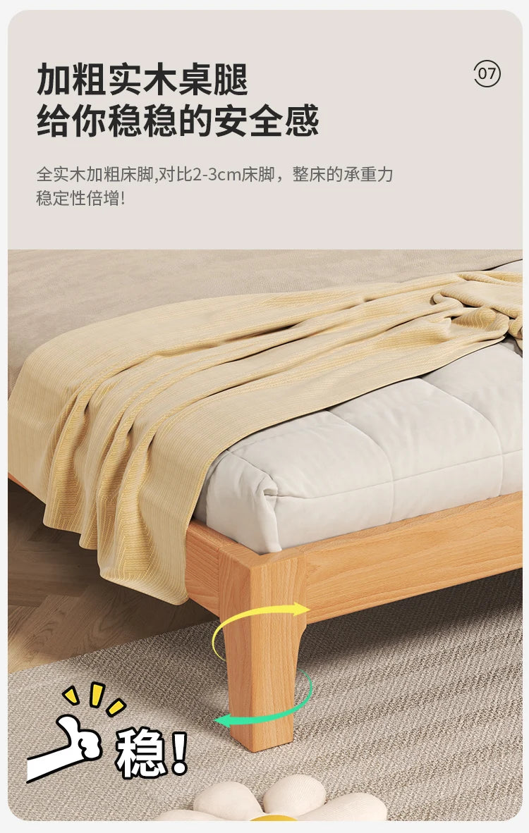 Elegant Storage Double Bed Frame Wood Platform Modern Twin Queen Bed Frame Full Size Nightstands Cama Moderno Lujo Furniture