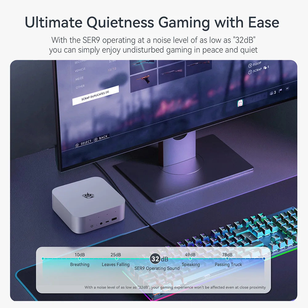 Beelink SER9 PRO Powerful AI Mini PC DDR5 AMD Ryzen AI 9 HX370 Gaming PC Max 64GB 2TB NVME SSD Desktop Computer Windows 11 PRO
