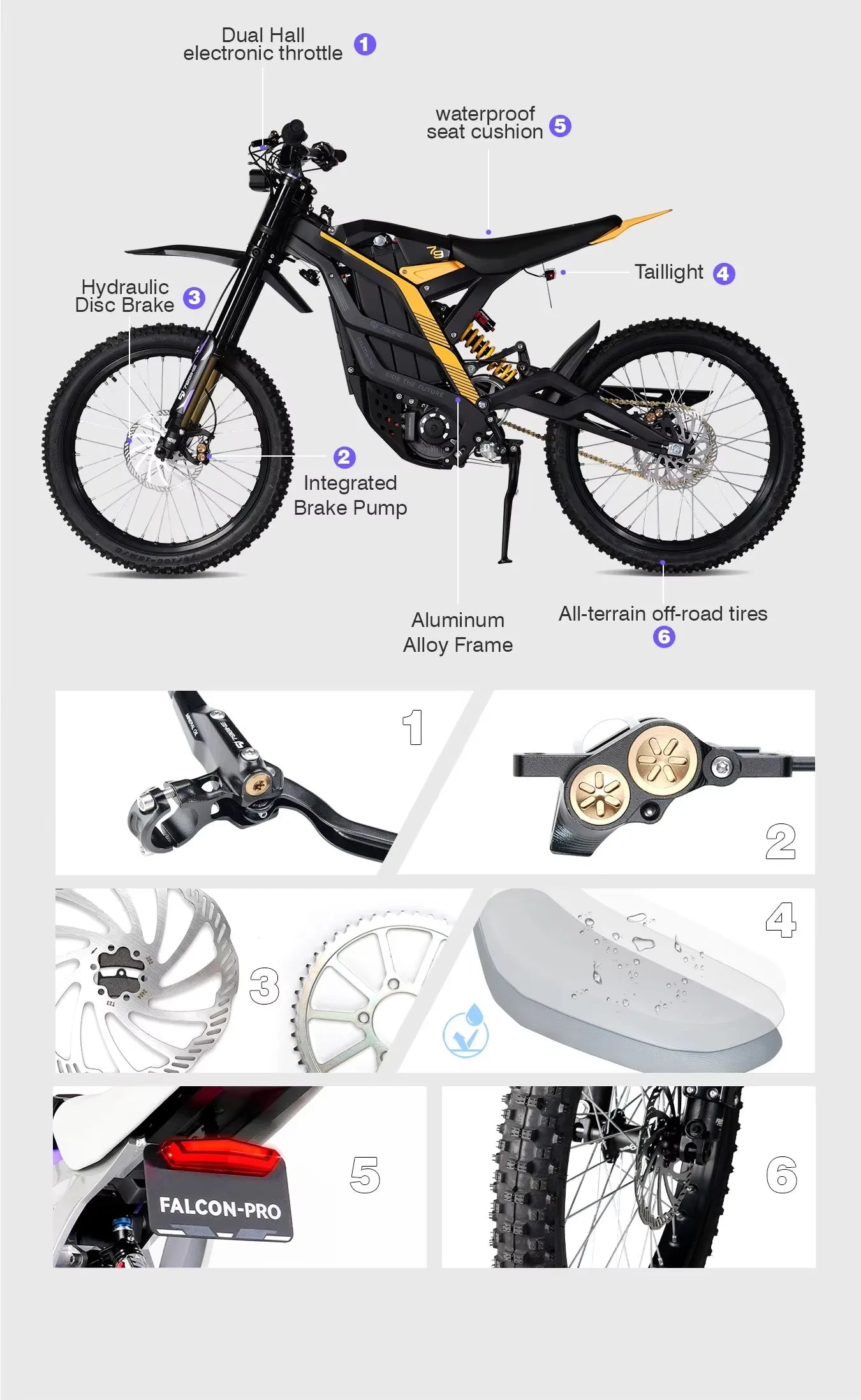 UTV&ATVPro for Adult Electric Dirt Bike 72V Motocross Mountain Hilly Road Racing Bike 85km/h Max Speed 120km Range Front/Rear