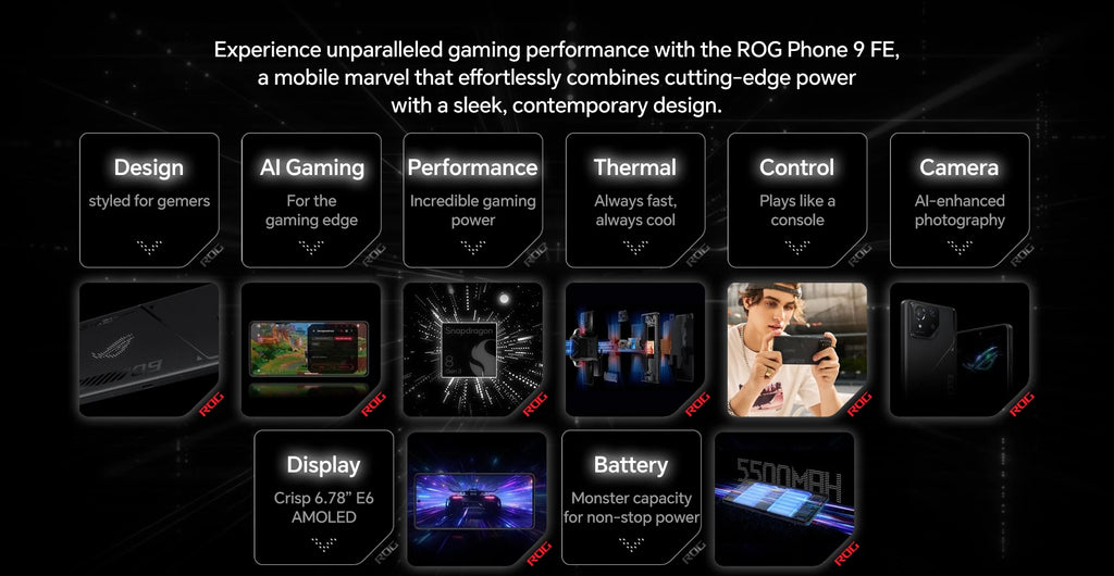 ASUS ROG Phone 9 FE Global Version 5G Gaming Phone Snapdragon 8 Gen 3 6.78" 185Hz AMOLED Display 50MP Sony IMX890 65W Charging