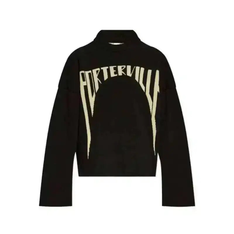 HKSH Spring Autumn Winter Men's Tide RO Heavy Niche O-Neck Letter Jacquard Knitted Pullover Silhouette Loose Dark Sweater HK3476
