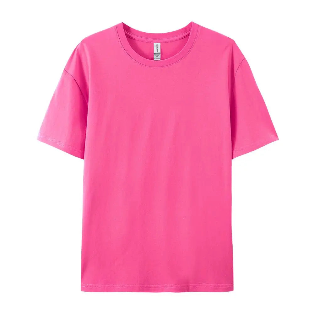 100% Cotton Solid Color T-Shirts Men Woman Short Sleeve Fashion Brand Trend Casual Soft Clothing Tees Breathable Summer Tops