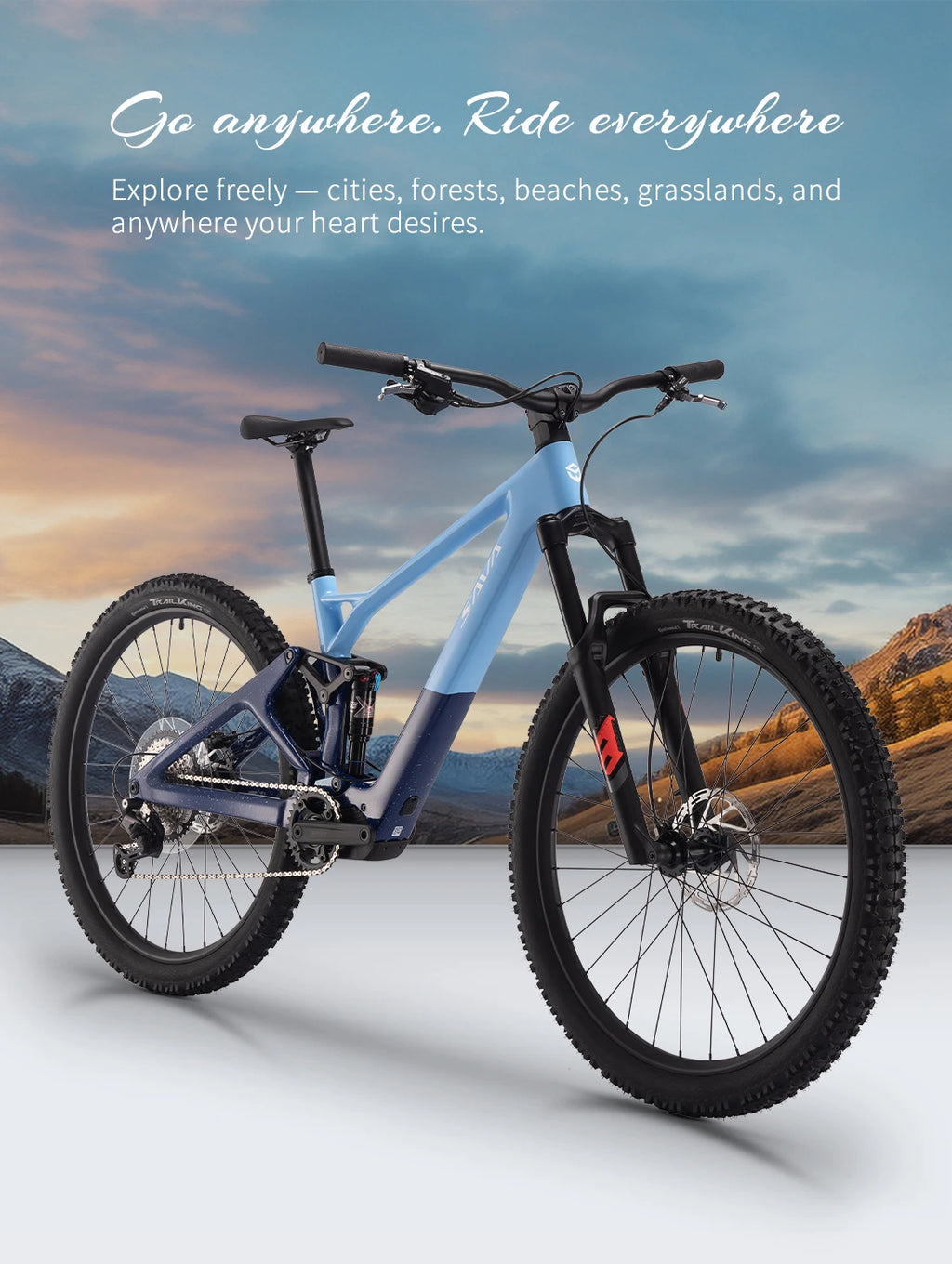 SAVA E-BIKE Mountain Bike 36V 10Ah Full-Suspension Carbon Fiber Mountain Bike 70km Range 12-Speed Electric-Assist Mountain Bike