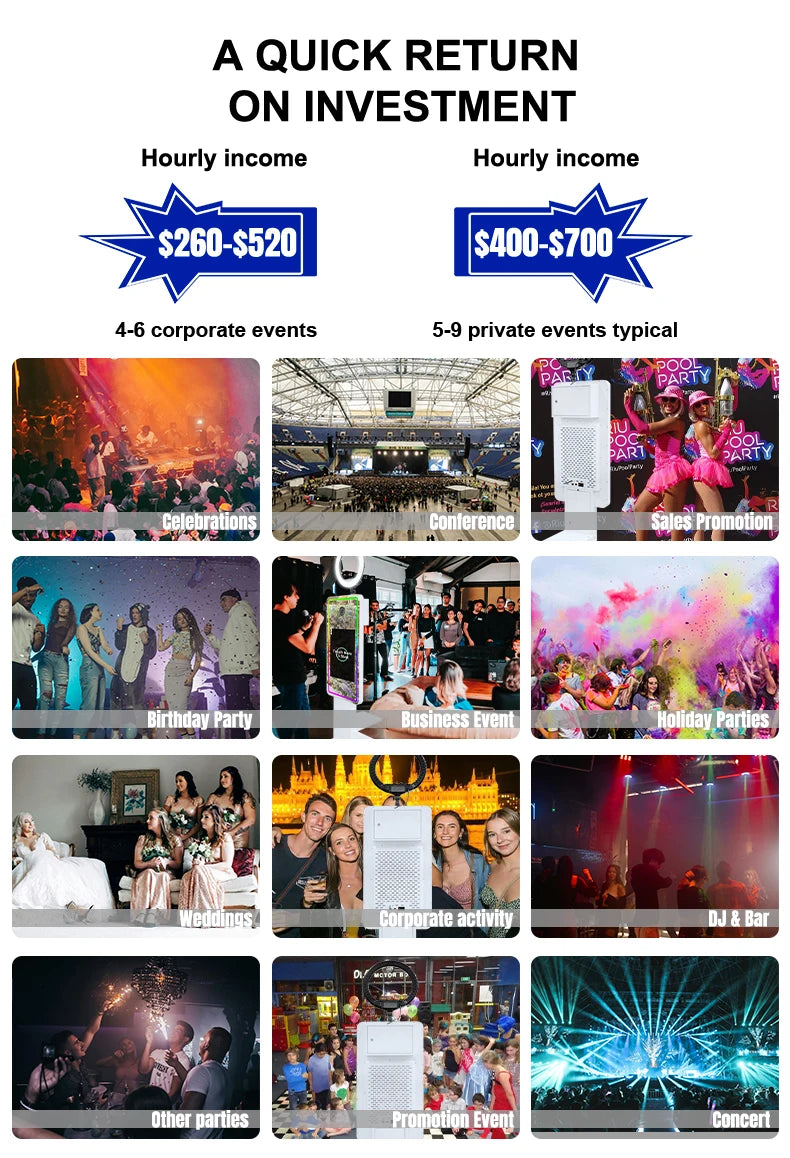 Magic Mirror Photobooth Machine LCD Touch Screen Wedding Party DSLR Selfie Photo Booth with Free Software