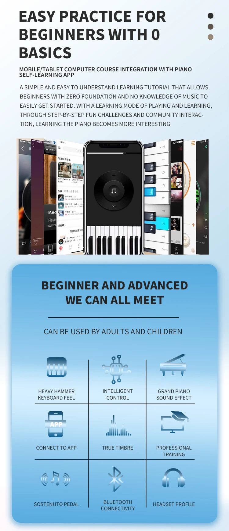Piano Keyboard 88 Keys Digital Studio Keyboard Professional Piano Usb 88 Key Piano For Sale Electronic Musical Instrument