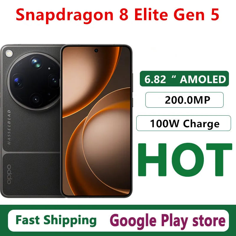 Original Oppo Find X9 Ultra Mobile Phone Snapdragon 8 Elite Gen 5 IP69 Waterproof 6.82" AMOLED 200.0MP 100W Charge 7050mAh