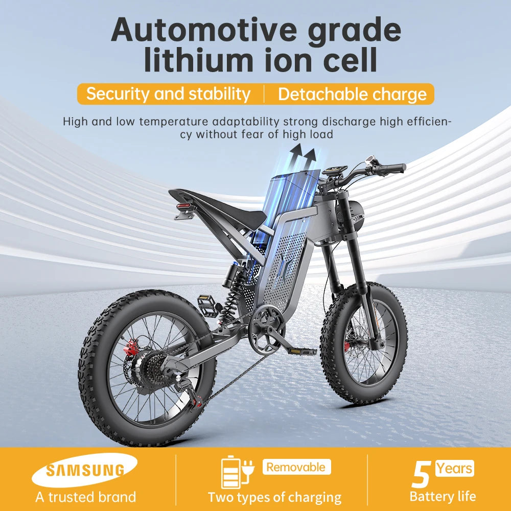 SLDBK X21 Electric Bike 2000W 48V35AH Electric Dirt Bike Battery Snow Electric Motorcycles Off Road E-bike Tyre Mountain Ebike
