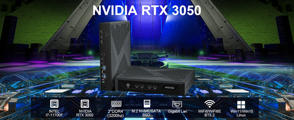 Hystou Mini Gamer Dedicated PC GT RTX 3050 GDDR6 Core i5 i7 13th Gen  HD 4K DP 8K 4 Display Win 11 Gaming AI Desktop Computer