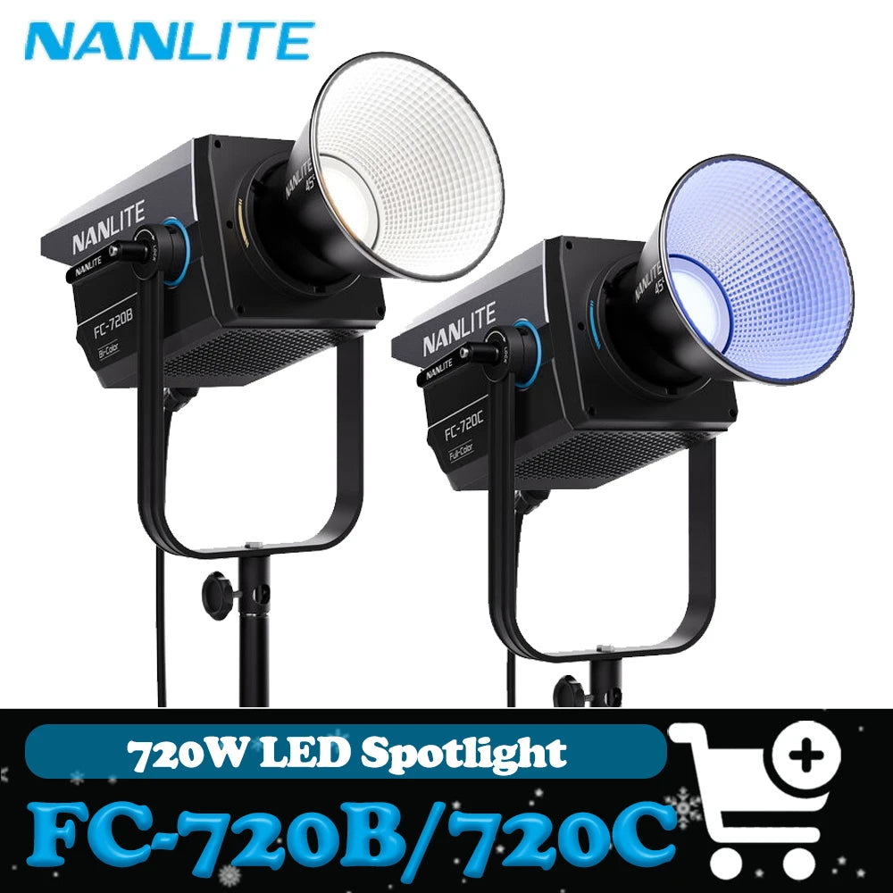 Nanlite FC-720B FC-720C LED Spotlight Wide CCT Range High Color Accuracy Built-in Special Effects for Filmmaking Video Studio