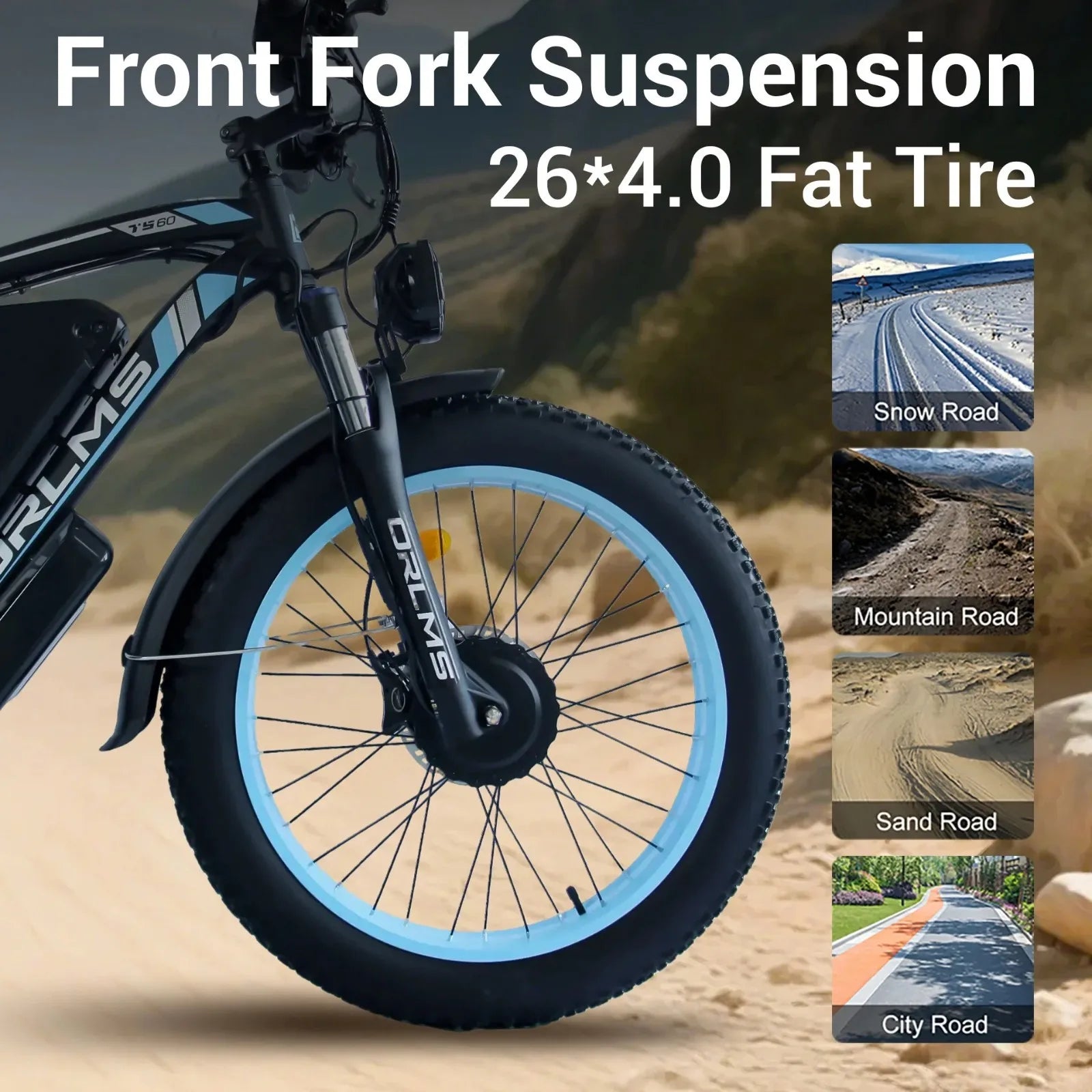 3000W E-Bike 60V 25Ah Dual Motor 38 MPH 26" Fat Tire Electric Bicycle for adults