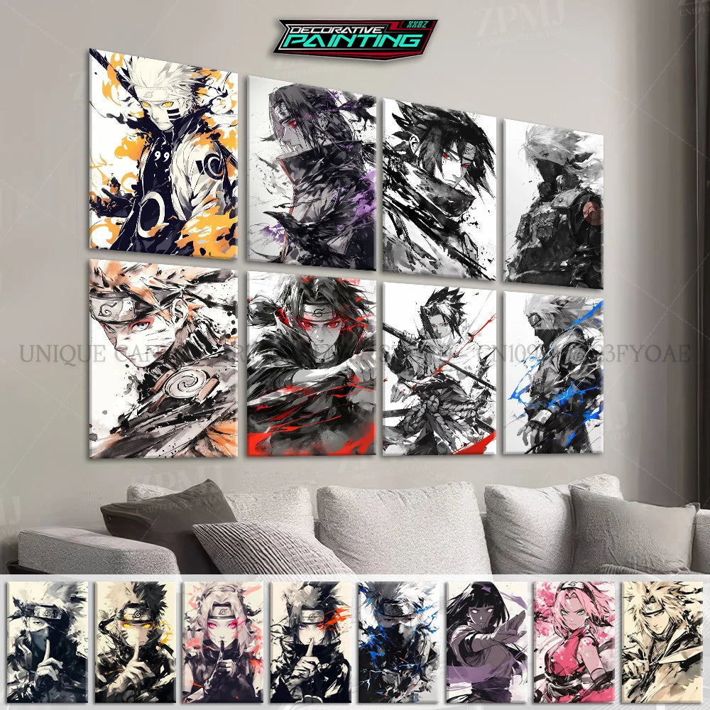 Hot Blooded Anime Naruto Home Decorative Canvas HD Prints Paintings Ink Style Pictures Uchiha Itachi Wall Art Frameless Poster