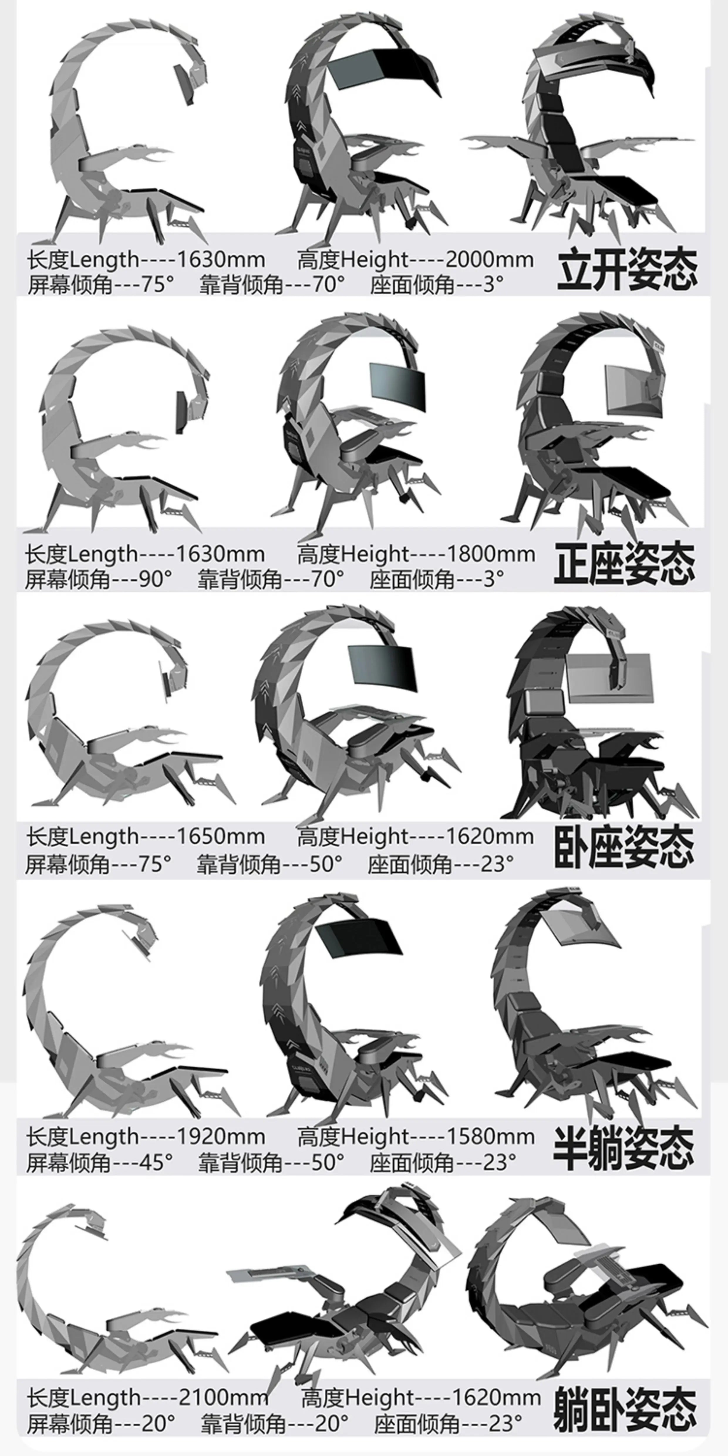 Hot Luxury Home Office Furniture Zero Gravity Wholesale Computer Cluvens Gaming Chair Scorpion Chair for 3 or 5 Monitors