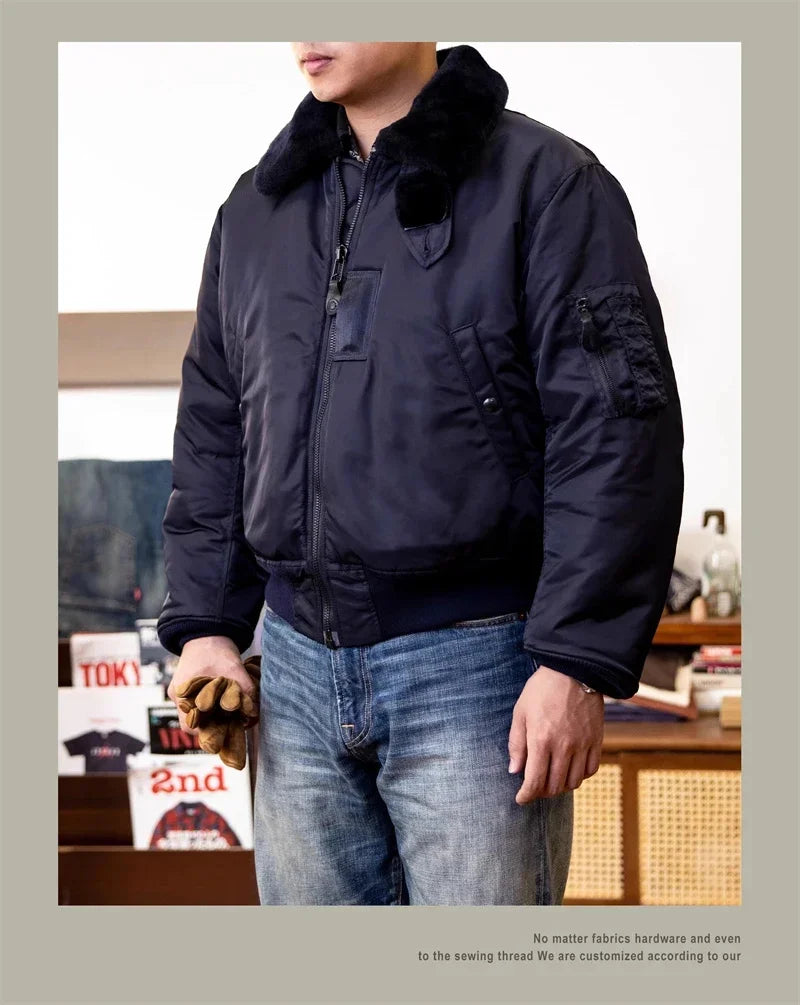 Flight Red Tornado B-15C Jacket Heavy Duty Wool Insulated Coat Winter Men Windbreaker With Fur Collar 2026ss design