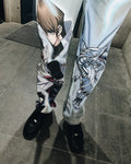 Yu-Gi-Oh Y2k Pants Kaiba Print Baggy Jeans Men Elastic Waist Streetwear 2000s Joggings Casual Pants Gym Trousers Men Clothing