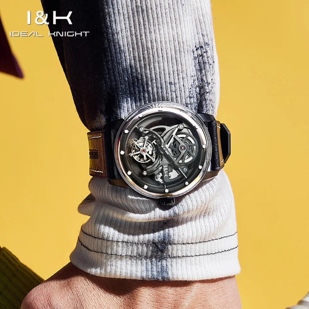IDEAL KNIGHT 6809 Men Tourbillon Watch Luxury Original Brand Hollow Men Fully Automatic Mechanical Watch Trend Limited Edition
