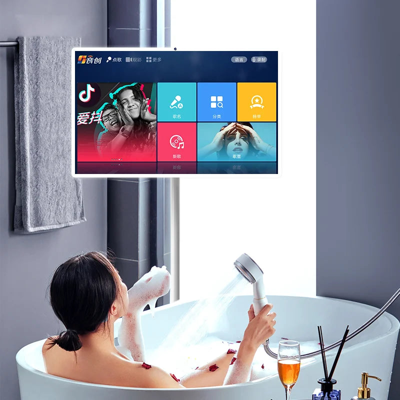 Smart Tv 32inch Mobile Monitor Portable Tv With Stand Bathroom Wireless Rechargeable Rotate Big Screen Tv Interactive Television
