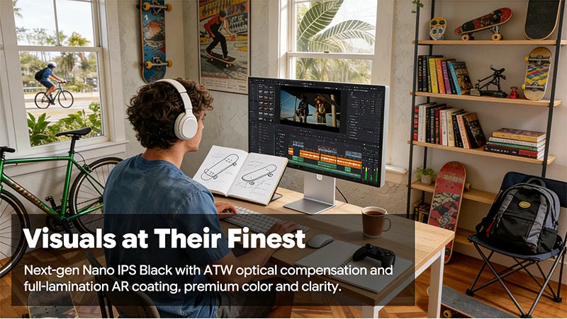New Kuycon G32P 32-Inch Computer Monitor Eyecare Compective Gaming PC Display With Lifting Rotary Stand High Refresh Rate Office