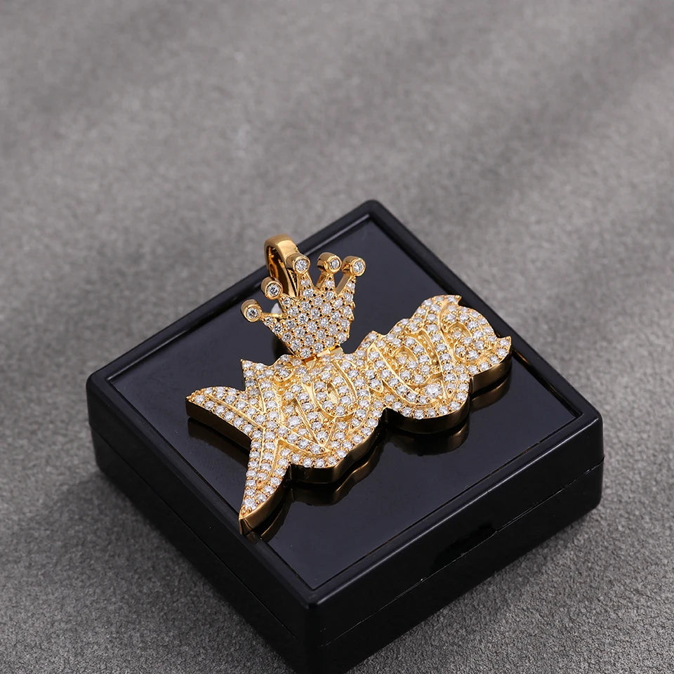 Provence jewelry 925 silver letter pendants iced out lab diamond hip hop pendant for men jewelry rock party custom birthday gift