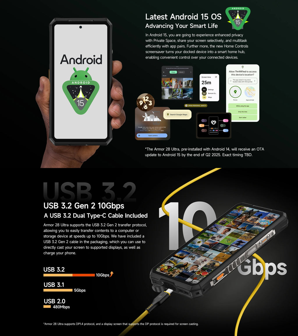 Ulefone Armor 28 Ultra 5G AI Thermal Imaging Rugged Phone 1TB ROM 32GB RAM Dimensity 9300+ Android AMOLED 6.67" Smartphone