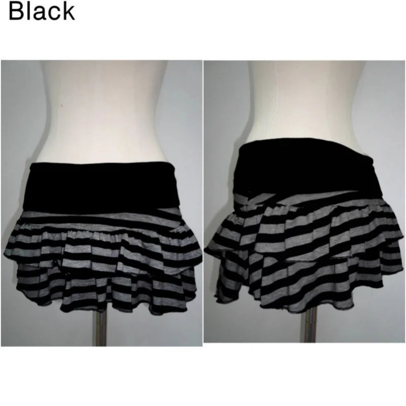 Women's 2026 Striped Color Block A Line Mini Skirt Sexy Y2K Korean Japanese Street Style Niche Versatile Fashion Skirt