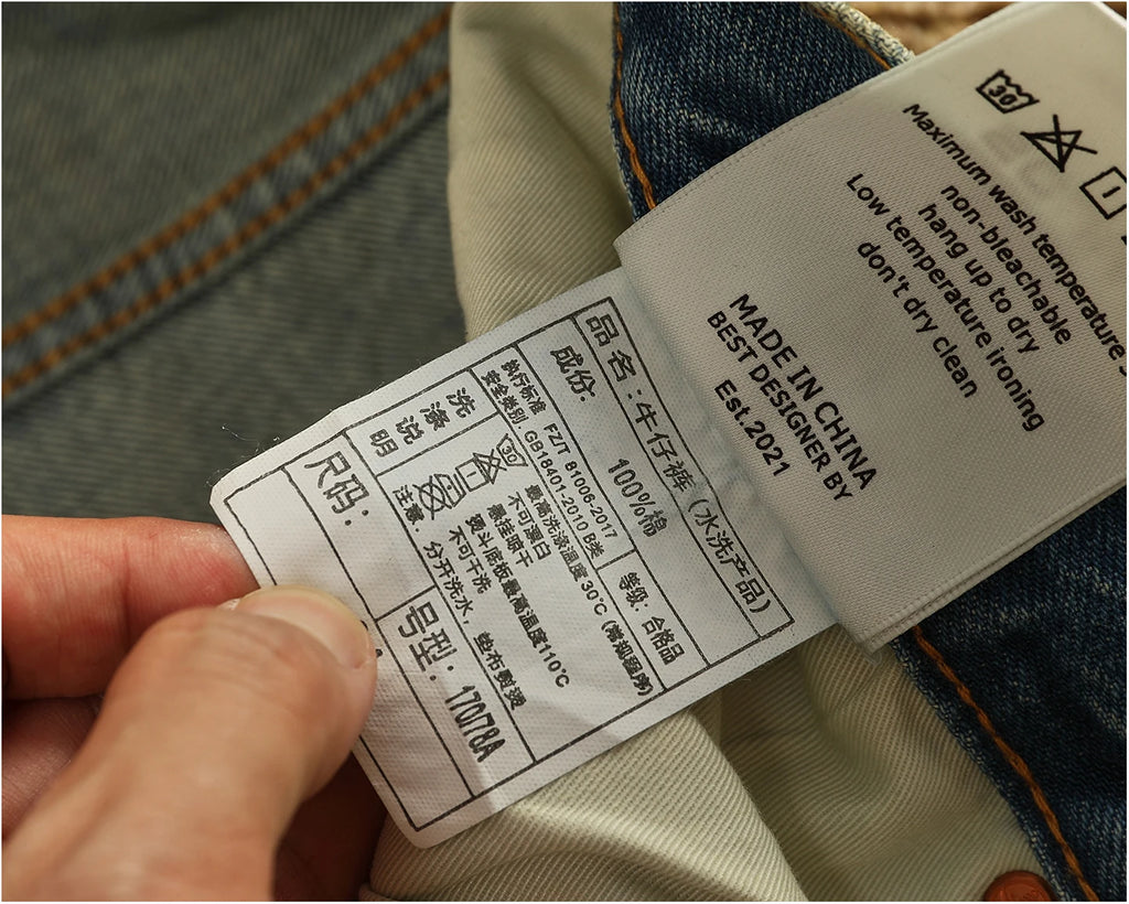2025 Autumn New American Retro Heavyweight Ripped Denim Men's Fashion 100% Cotton Washed Old Straight Tapered Casual Jeans