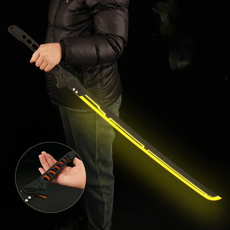 80/108cm Cyberpunk Katana Acrylic Luminous Sword Knife Anime Cosplay Prop Real Size Japanese Katana Samurai Sword Sabre Kid Toy