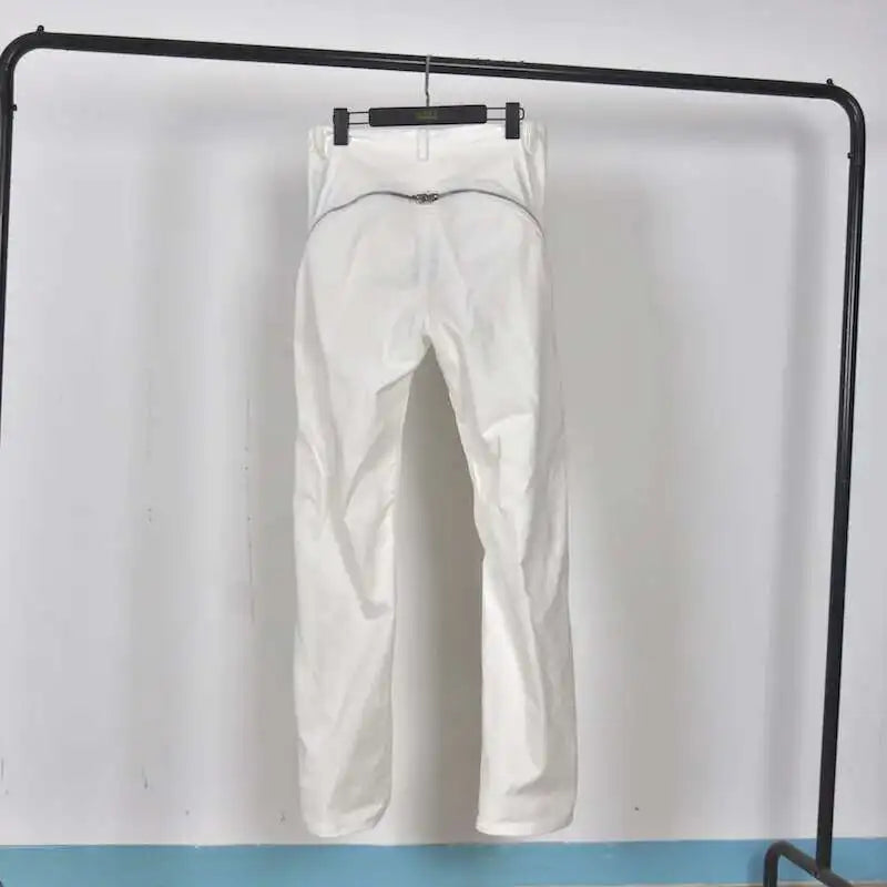 HKSH Men New RO High Street Double Line Zipper Cotton Jeans Casual Long Denim Flare Pants Personalized Streetwear Fashion HK3908