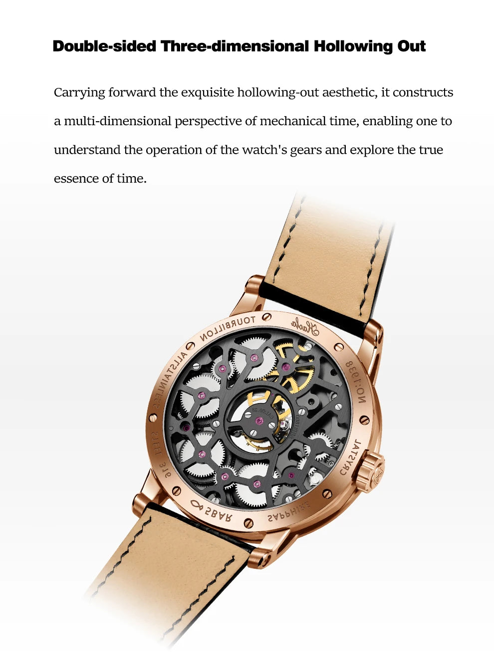 Haofa Center Tourbillon Movement Men Watches Skeleton Flying Tourbillon Mechanical Luxury watches for man  Sapphire