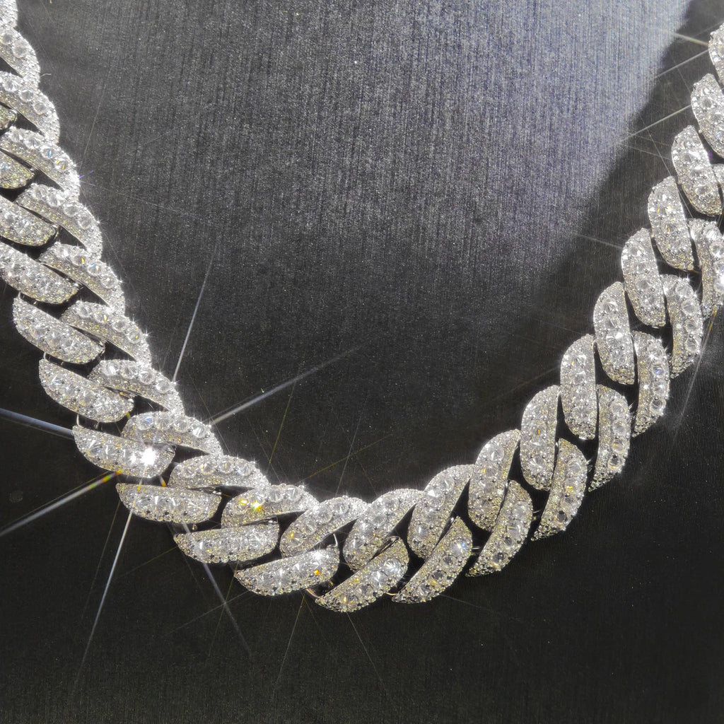 Provence Unique Cuban Necklace Reverse tessellation Moissanite 925 Silver for Men 15mm Streetwear jewelry Cuban chain Gifts