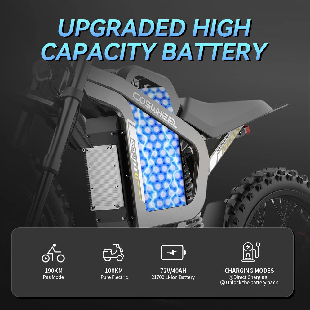 SLDBK R19 Electric Bike High Power 6000W Adult Electric Motorcycle 72V40Ah Battery Off-Road E-bike Use 85kmh Mountain Dirt EBike