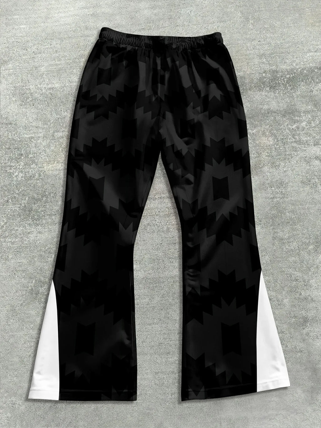 Men's Casual Street Style Trendy Cross Print Fashionable Slightly Flared Black and White Color-Block Design Sweatpants Men Pants