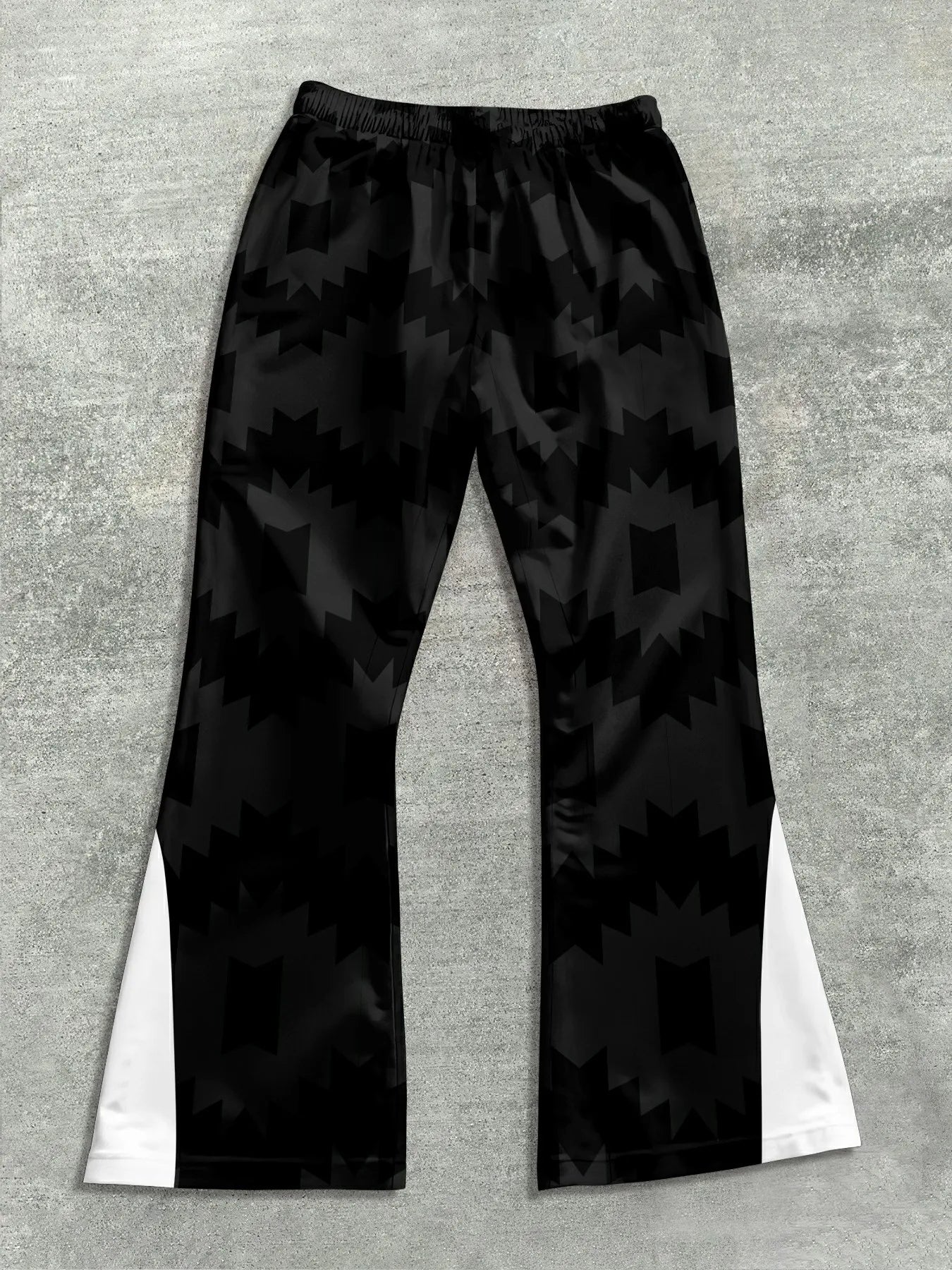 Men's Casual Street Style Trendy Cross Print Fashionable Slightly Flared Black and White Color-Block Design Sweatpants Men Pants