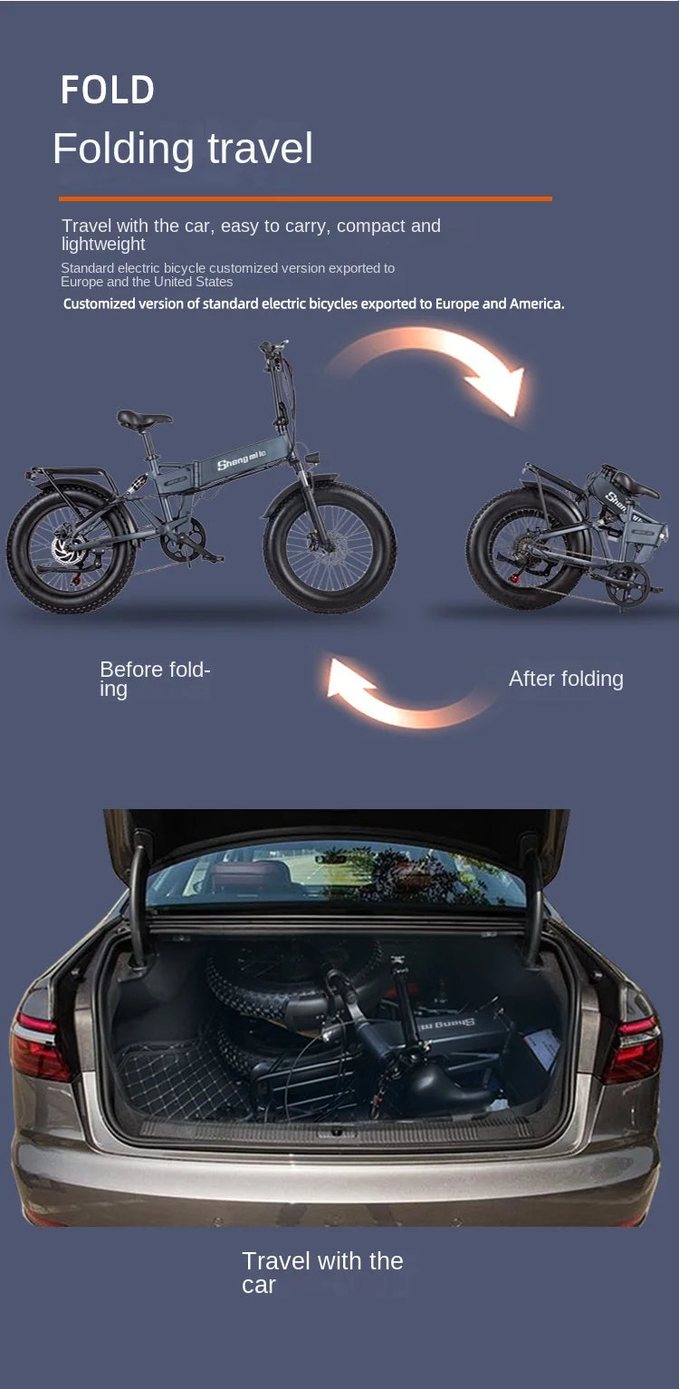 Mini MX21 folding electric bicycle 48v brushless motor 2000w maximum speed 53km/h E-Bike 20*4.0 tires city riding Electric Bike
