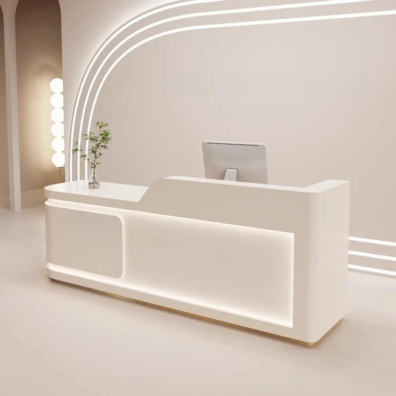 Nordic Cream Style Reception Desks French Clothing Store Beauty Salon Cashier Desk Training Institution Office Furniture FYRD