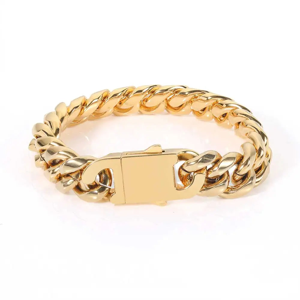 8-16mm 316L Stainless Steel Hip Hop Jewelry Curb Miami Cuban Link Chain Necklace Bracelet Gift for Men Women