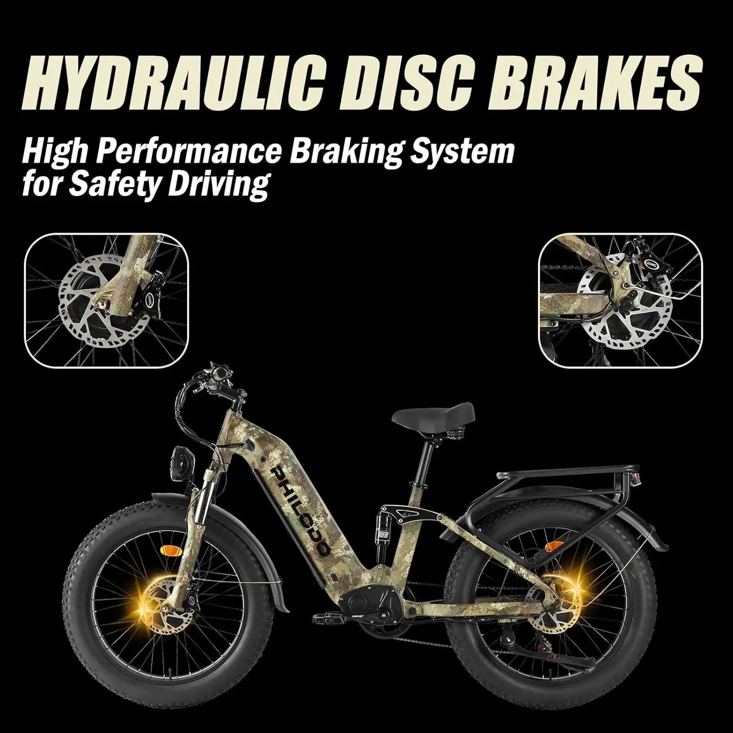 5000w Dual Motor Electric Bicycles, 60V Battery E-Bike with 45 MiIe P-Hour Electric Bike for Adults, 26 Fat Tire Hunting Ebike f