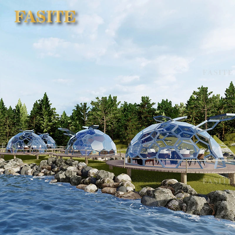 Customized Design 6M Outdoor  Luxury Hotel Resort Igloo Ball Geodesic Geo Dome Glass House Shaped Dome Tent