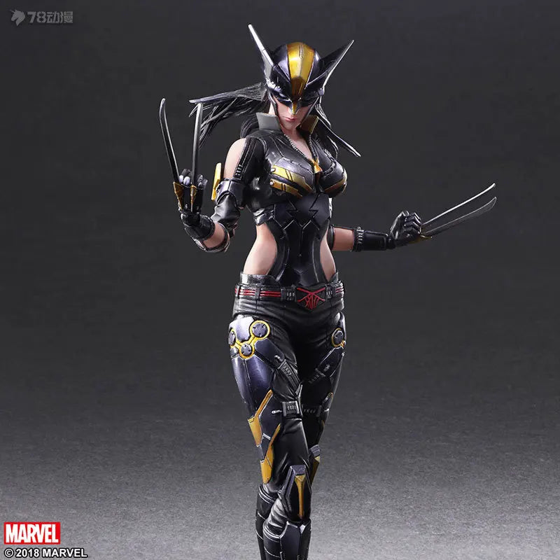 SQEX Original PlayArts Changes Series Marvel Comics Female Wolverine Anime Action Figure Model Toy Model Ornaments Gifts for Boy