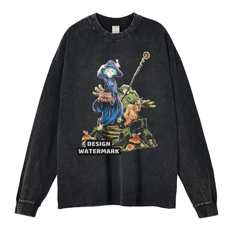 Anime Griffith Sweater Oversized Vintage Washed B -Berserk Long Sleeve T Shirt Manga Guts Pullover Zodd Sweatshirts 100% Cotton